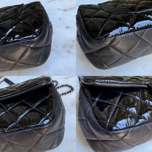 Chanel Classic CC Eyelet Quilted Patent Leather Medium Single Flap Crossbody - Picture 13 of 16